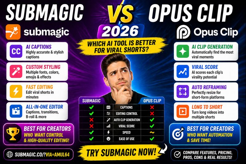 Submagic vs Opus Clip 2026